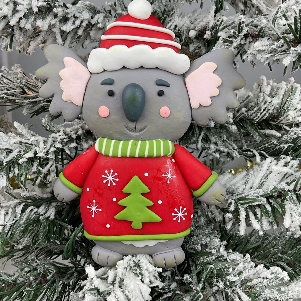 Christmas Ornament-Festive Koala Wearing Santa Hat And Sweater- Burton+burton